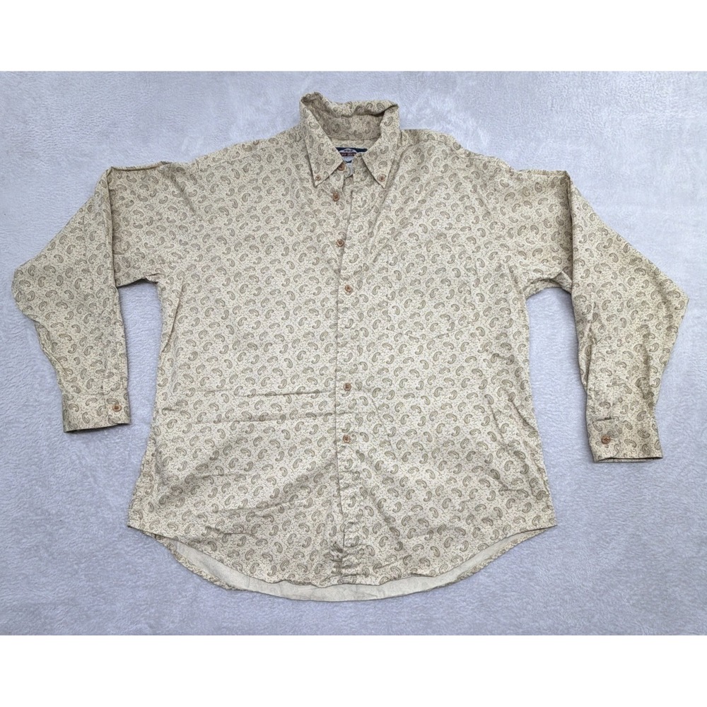 VTG Ruff Hewn True American Wear Men Size L Long Sleeve Button Up Paisley Print